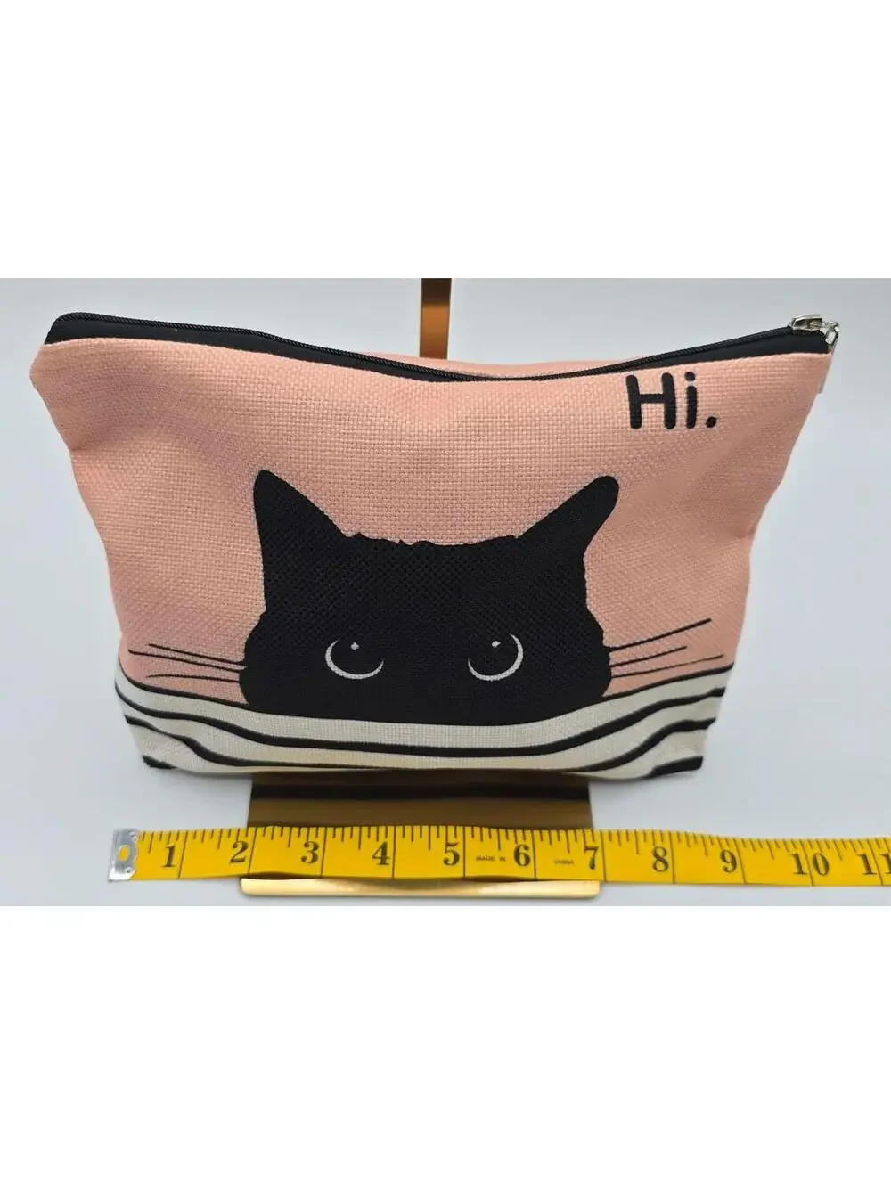 Cute Pink White and Black Cat Print Canvas Zipper Pouch/Makeup Bag
